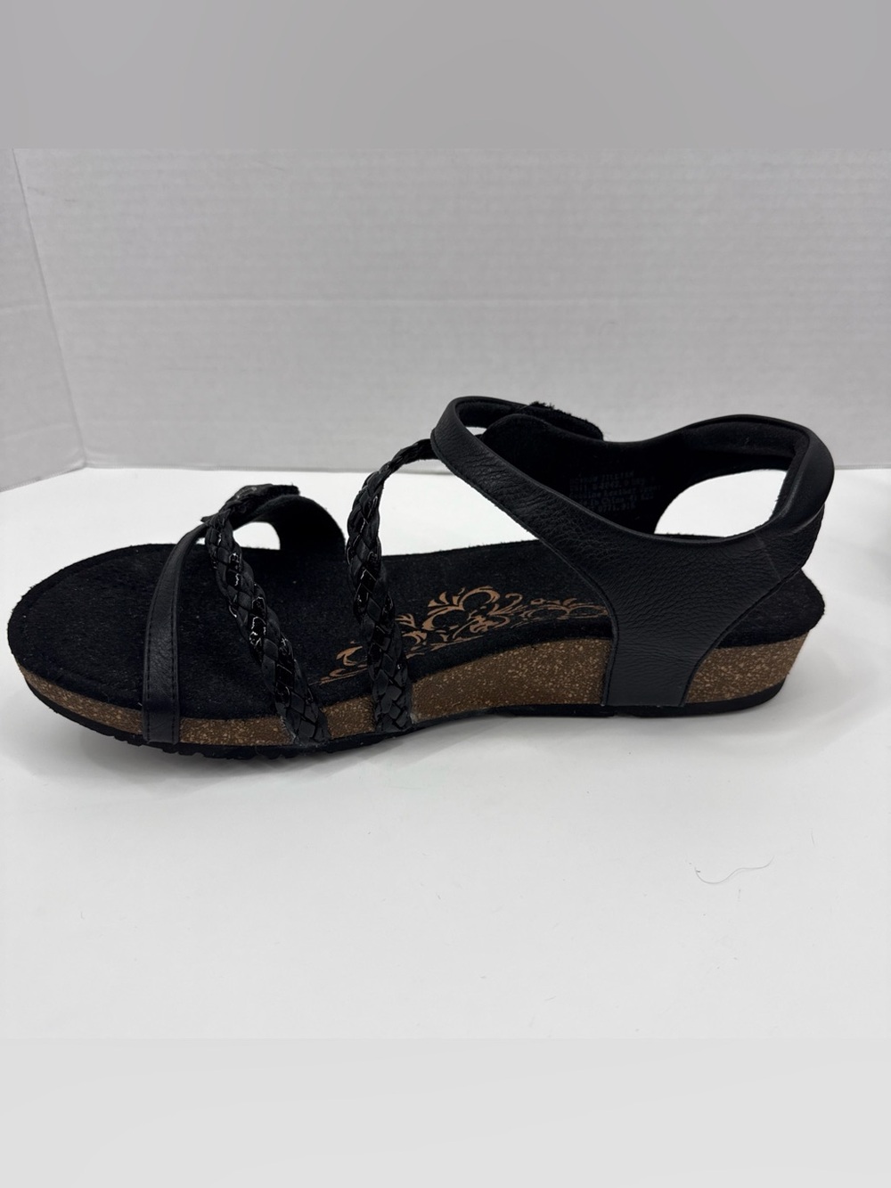 Aetrex Jillian Black Leather Orthotic Comfort Arch Strap Sandals Womens Size 11 - Picture 4 of 13